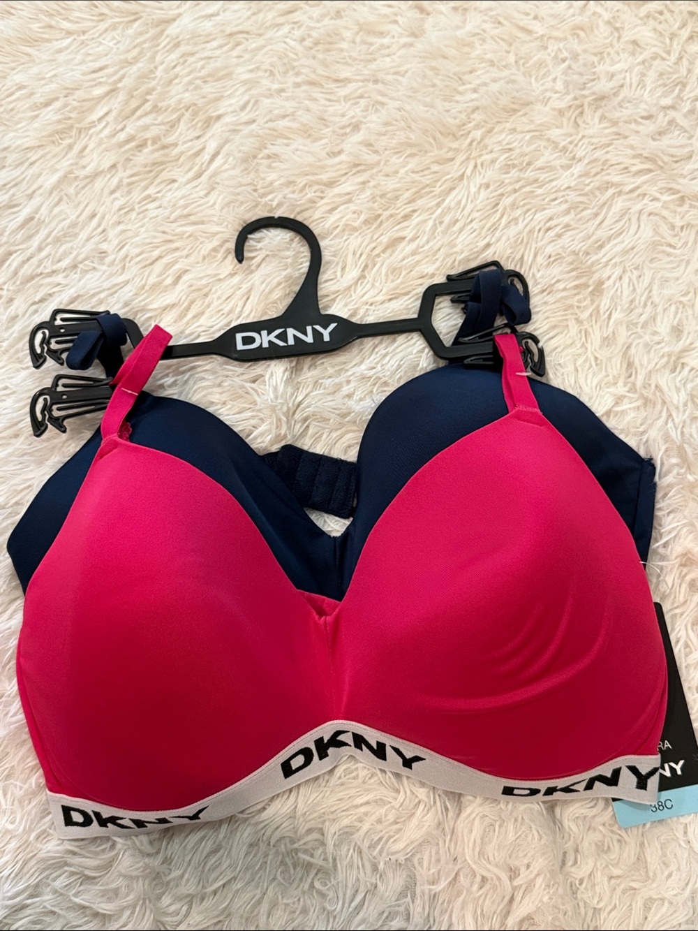 DKNY Pink and Navy Wireless Smooth T-Shirt Bra 38c